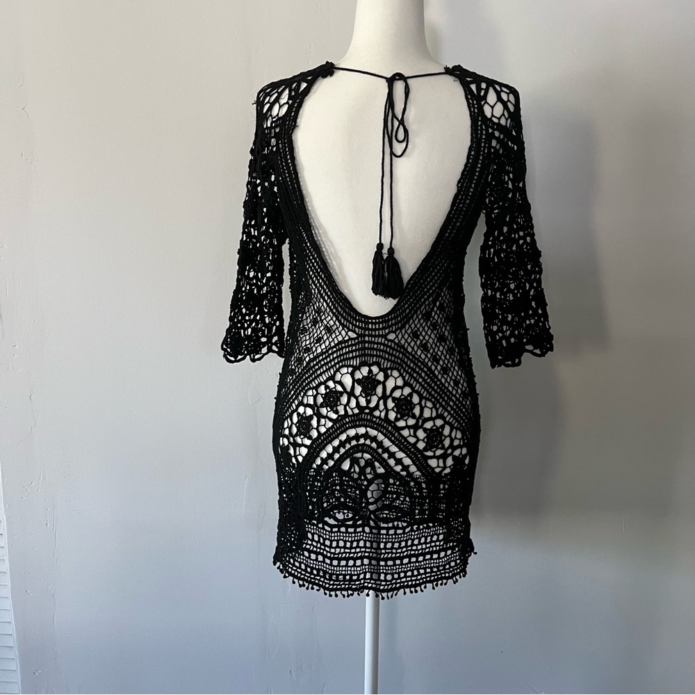 Pura Vida Women’s Bathing Suit Cover Up Crochet Lace Bikini Swimsuit Dress Sz M - Picture 5 of 11
